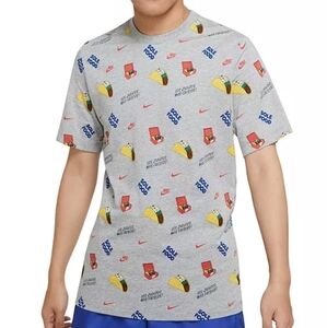 Nike Mens Sole Food Taco Print Tshirt Short Sleeve Gray Size Medium